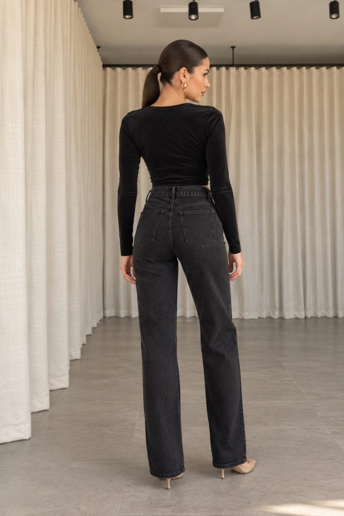 kadın zincir detaylı siyah renk kot jean denim pantolon