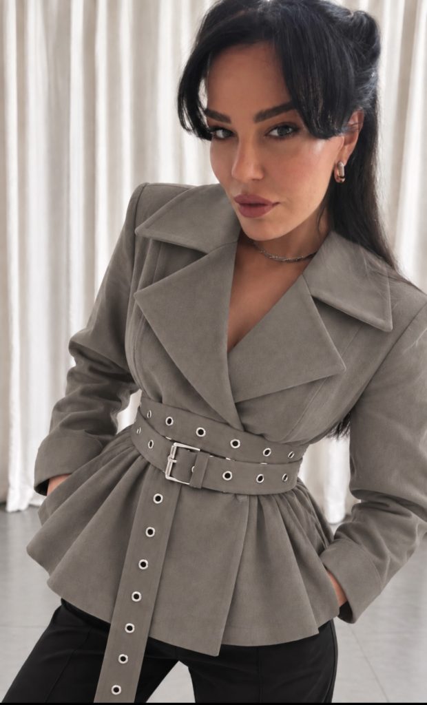 gri süet lady ceket